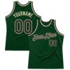 Custom Green Black-Cream Authentic Throwback Basketball Jersey