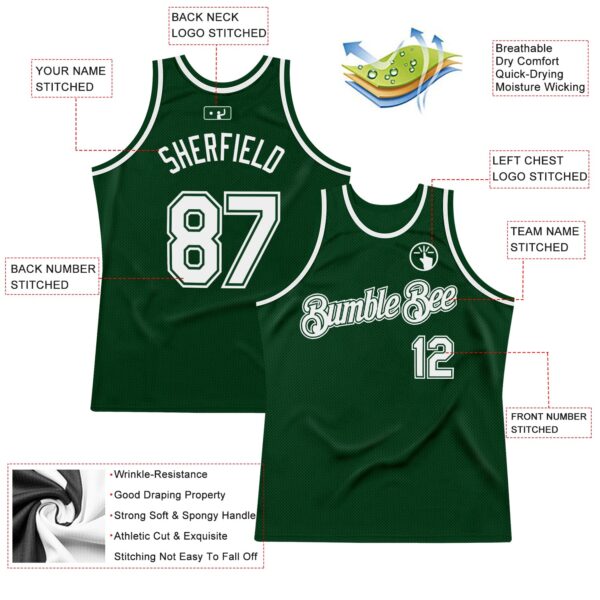 Custom Green White Authentic Throwback Basketball Jersey