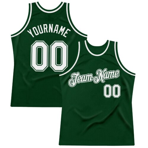 Green0417 Custom Green White Authentic Throwback Basketball Jersey