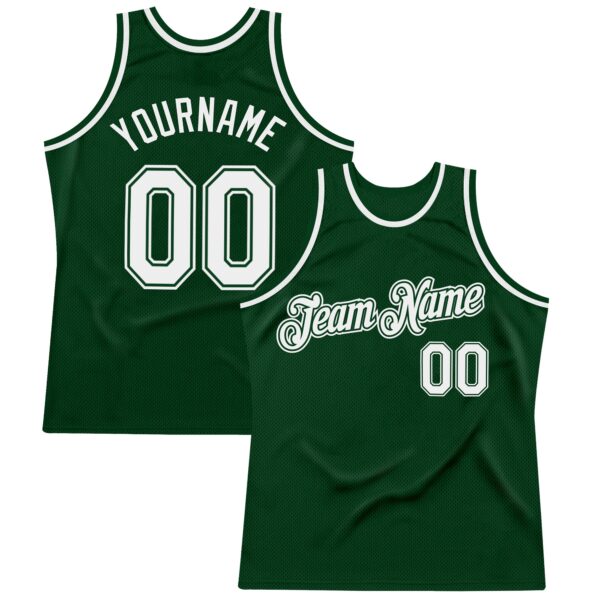 Custom Green White Authentic Throwback Basketball Jersey