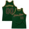Custom Green Black-Old Gold Authentic Throwback Basketball Jersey
