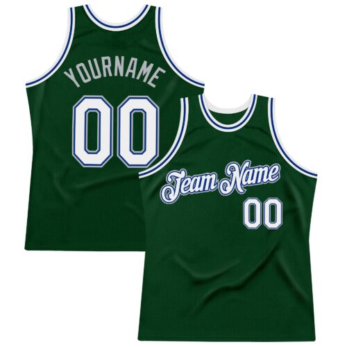 Custom Green White Royal-Gray Authentic Throwback Basketball Jersey