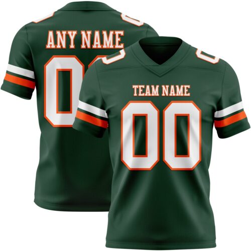 Green0431 Custom Green White-Orange Authentic Football Jersey
