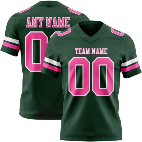 Green0432 Custom Green Pink-White Authentic Football Jersey