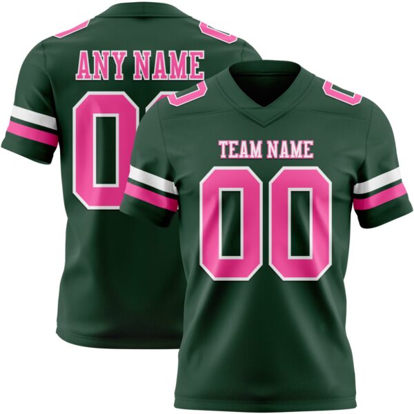 Custom Green Pink-White Authentic Football Jersey