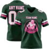 Custom Green White-Pink Authentic Football Jersey