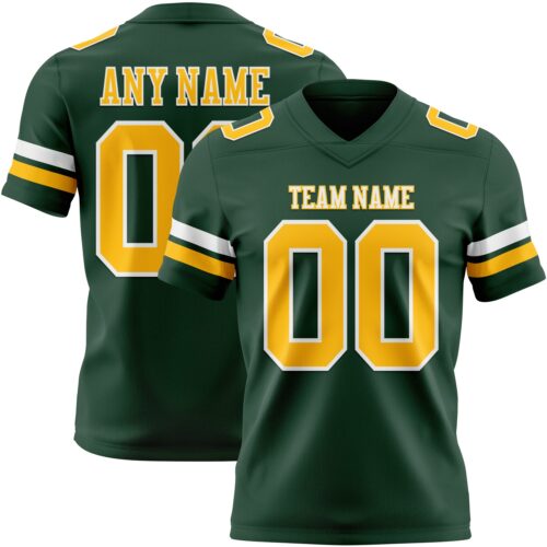 Green0434 Custom Green Gold-White Authentic Football Jersey