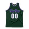 Custom Hunter Green White-Purple Authentic Throwback Basketball Jersey
