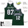 Custom Hunter Green White-Purple Authentic Throwback Basketball Jersey