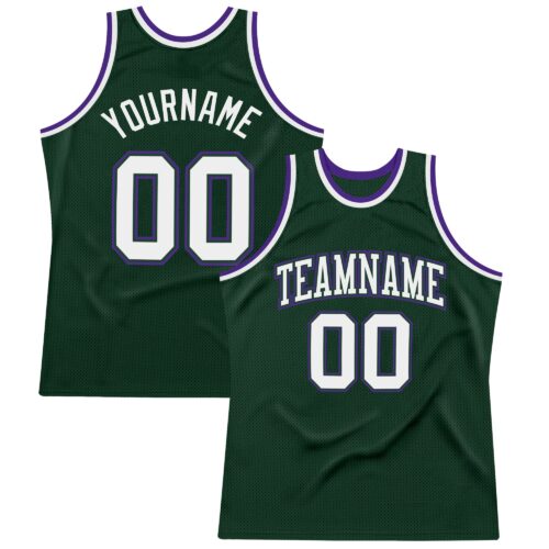 HunterGreen0035_d3e34cc3-2e2d-475c-bad0-fd87cb0dbdef Custom Hunter Green White-Purple Authentic Throwback Basketball Jersey