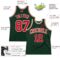 Custom Hunter Green Red-Cream Authentic Throwback Basketball Jersey
