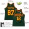 Custom Hunter Green Gold-Red Authentic Throwback Basketball Jersey