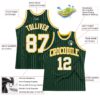 Custom Hunter Green White Pinstripe White-Gold Authentic Basketball Jersey