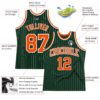 Custom Hunter Green White Pinstripe Orange Authentic Basketball Jersey