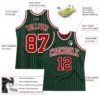 Custom Hunter Green White Pinstripe Red Authentic Basketball Jersey