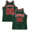Custom Hunter Green White Pinstripe Red Authentic Basketball Jersey