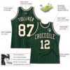 Custom Hunter Green White Pinstripe Cream-Black Authentic Basketball Jersey