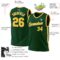 Custom Hunter Green Gold-White Authentic Throwback Basketball Jersey