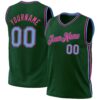 Custom Hunter Green Light Blue Black-Pink Authentic Throwback Basketball Jersey
