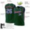 Custom Hunter Green Light Blue Black-Pink Authentic Throwback Basketball Jersey