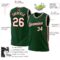Custom Hunter Green White-Red Authentic Throwback Basketball Jersey