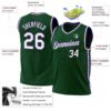 Custom Hunter Green White-Purple Authentic Throwback Basketball Jersey