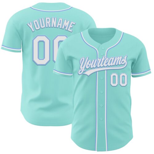 IceBlue0017 Custom Ice Blue White-Light Blue Authentic Baseball Jersey