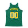 Custom Kelly Green Gold-White Authentic Throwback Basketball Jersey