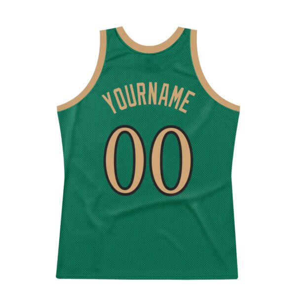 Custom Kelly Green Old Gold-Black Authentic Throwback Basketball Jersey