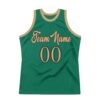 Custom Kelly Green Old Gold-Black Authentic Throwback Basketball Jersey