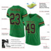 Custom Grass Green Black-Old Gold Mesh Authentic Football Jersey