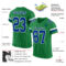 KellyGreen0140-1 Custom Grass Green Royal-White Mesh Authentic Football Jersey