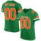 KellyGreen0141 Custom Grass Green Orange-White Mesh Authentic Football Jersey