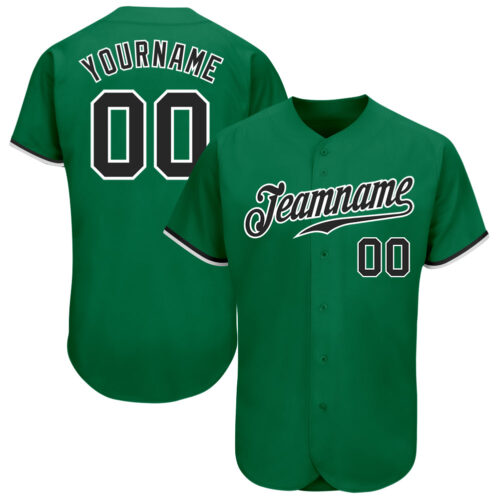 KellyGreen0238 Custom Kelly Green Black-White Authentic Baseball Jersey