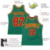Custom Kelly Green Red-Gold Authentic Throwback Basketball Jersey