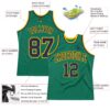 Custom Kelly Green Navy-Gold Authentic Throwback Basketball Jersey