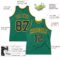 Custom Kelly Green Navy-Gold Authentic Throwback Basketball Jersey