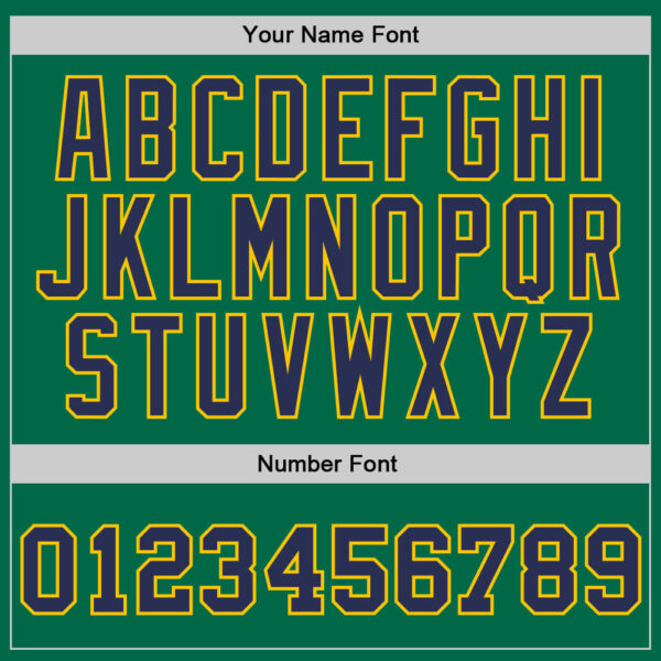 Custom Kelly Green Navy-Gold Authentic Throwback Basketball Jersey