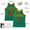 Custom Kelly Green Black-Gold Authentic Throwback Basketball Jersey