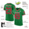 KellyGreen0264-1 Custom Grass Green Red-Black Mesh Authentic Throwback Football Jersey