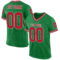 KellyGreen0264 Custom Grass Green Red-Black Mesh Authentic Throwback Football Jersey