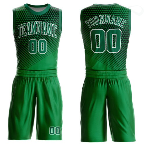 KellyGreen0266 Custom Kelly Green Kelly Green-Black Round Neck Sublimation Basketball Suit Jersey
