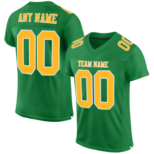 KellyGreen0289_ec7e0bc1-e54a-4838-bcc4-a5616653c03e Custom Grass Green Gold-White Mesh Authentic Football Jersey