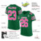 KellyGreen0298-1 Custom Kelly Green Pink-White Mesh Authentic Football Jersey