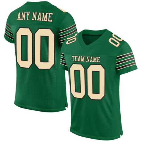 KellyGreen0303 Custom Kelly Green Cream-Black Mesh Authentic Football Jersey