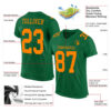 Custom Kelly Green Bay Orange Mesh Authentic Football Jersey