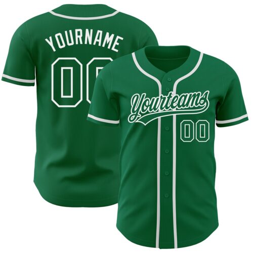 KellyGreen0340 Custom Kelly Green Kelly Green-White Authentic Baseball Jersey