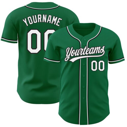 KellyGreen0358 Custom Kelly Green White-Black Authentic Baseball Jersey