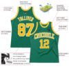 Custom Kelly Green Gold-White Authentic Throwback Basketball Jersey