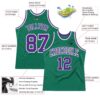 Custom Kelly Green Purple-White Authentic Throwback Basketball Jersey